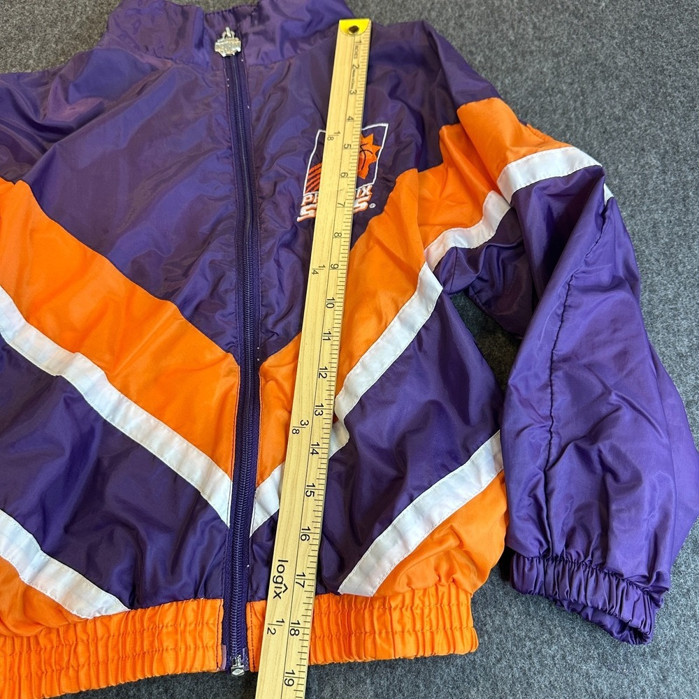 Vintage 90s Phoenix Suns NBA Windbreaker Jacket Purple Orange Youth Kids Small 8 - Picture 8 of 16